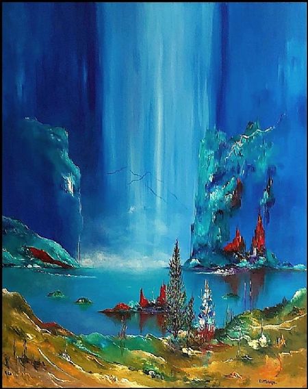 Akryl maleri Fundering ved havet (2024) af Atelier Olsson  malet i 2024