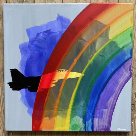 Akryl maleri Disarmed By Rainbow af Brad Mossman malet i 2023