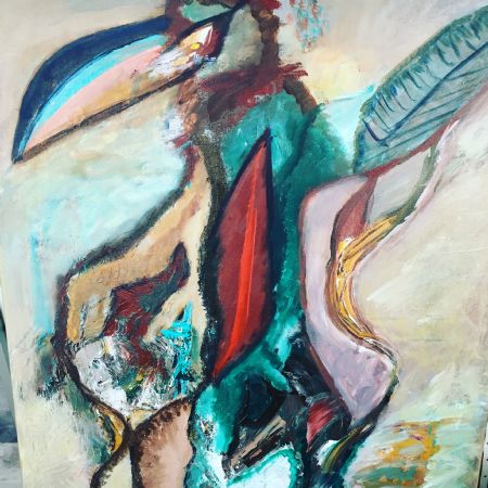 Akryl maleri Abstrakt fugl (2021) af Jette Kofod malet i 2021