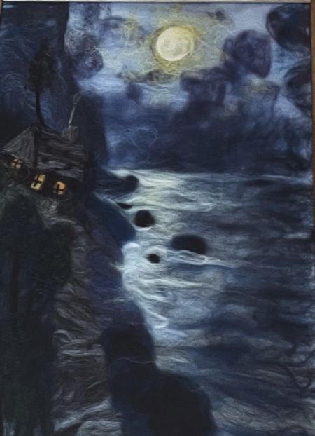  maleri Fuldmåne ved kysten af Lis Gaarde-Johansen malet i 2024