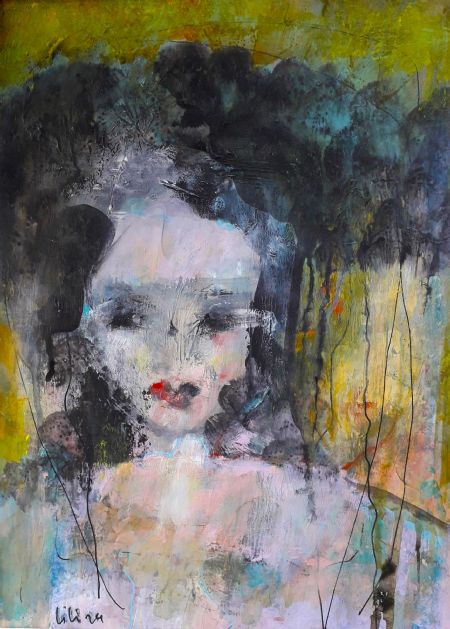 Akryl maleri Cloudy day af Lili Hollesen malet i 2024