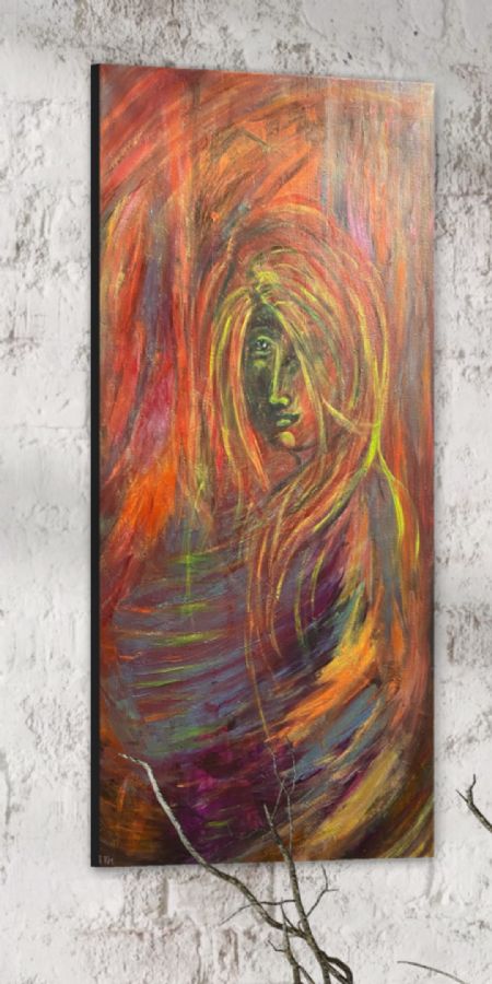 Akryl maleri Donna di tempesta af Anette Thorup Hansen (ATH) malet i 2024