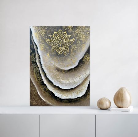 Blandede medier maleri Lotus af Nanett Niby malet i 2024