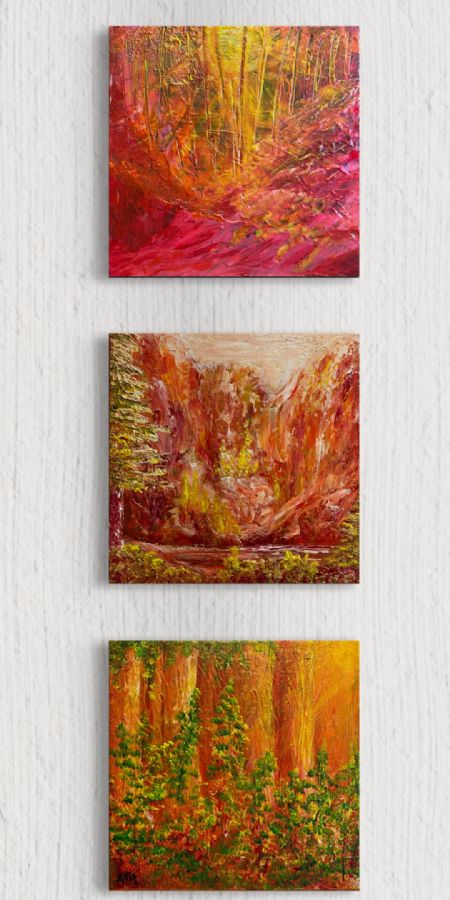 Akryl maleri 3 landscapes (2023) af Anette Thorup H malet i 2023