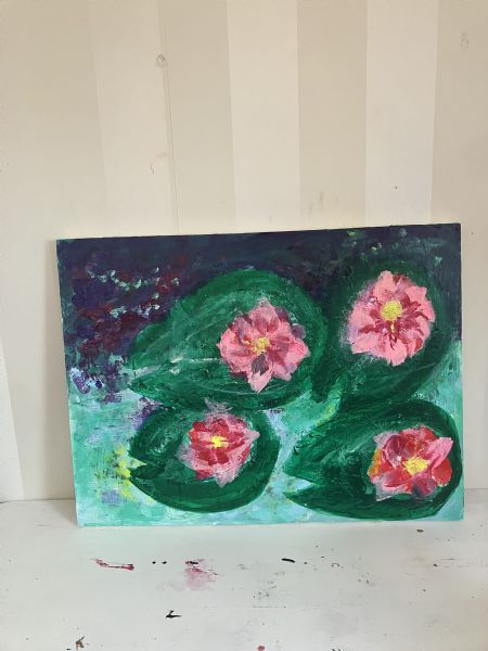 Akryl maleri Wild Waterlilly (2018) af Eva Elisabeth S malet i 2018