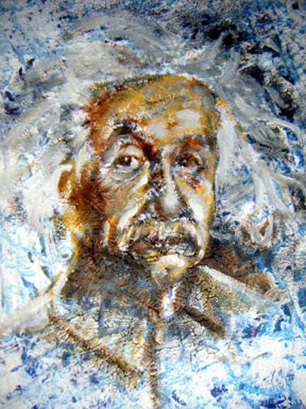 Blandede medier maleri einstein af Viveca Twellmann malet i 2009