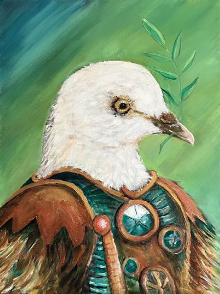 Akryl maleri Fredsdue af Art by Joe Pearson malet i 2024