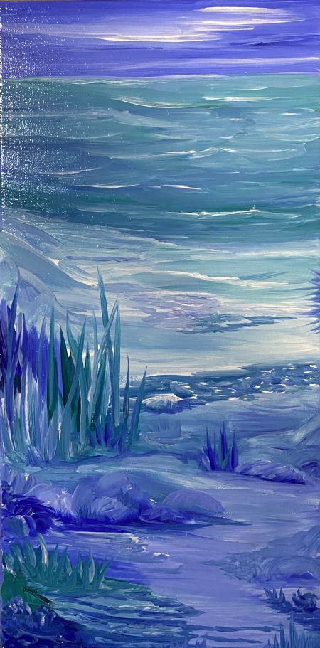 Olie maleri Seascape af Anette Thorup Hansen (ATH) malet i 2024