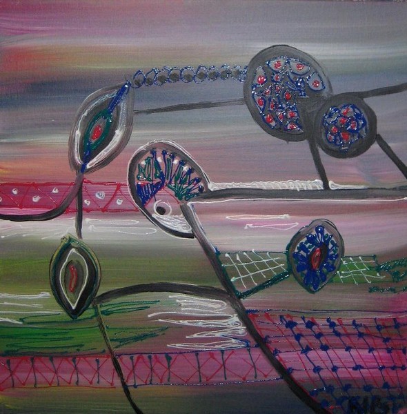 Akryl maleri Hjul af Nina Balazevic malet i 2009