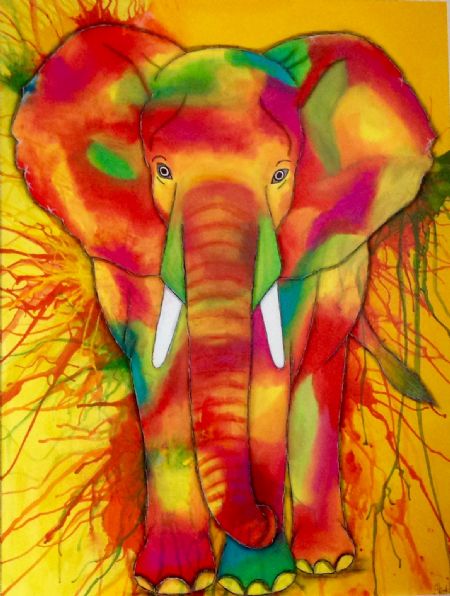 Akryl maleri Elephant (2015) af Birthe Skatka malet i 2015