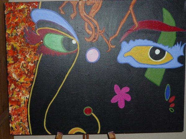 Akryl maleri Hvad øjet ser af Laila Klitte Mogensen malet i 2009