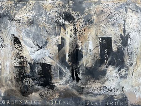 Akryl maleri New Yorker wibes (2023) af Birgitte Rydal  malet i 2023