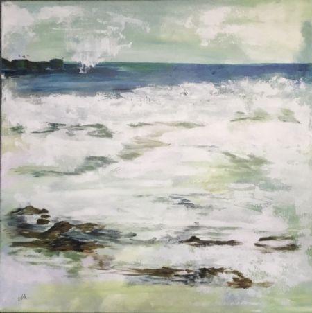 Akryl maleri Ocean with cliff af Mette Matz malet i 2024