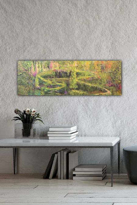Akryl maleri Landscape in bright colours with birds. af Anette Thorup Hansen (ATH) malet i 2024