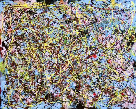 Akryl maleri Pink cascades of flowers af Inge Thøgersen malet i 2022
