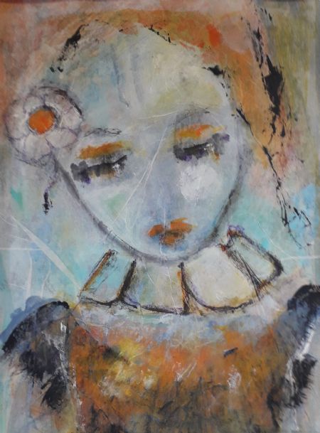 Blandede medier maleri Sadness on a sunday af Lili Hollesen malet i 2025