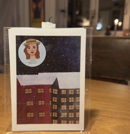 Akryl maleri Snevejr i byen af Emilie Lai malet i 2021