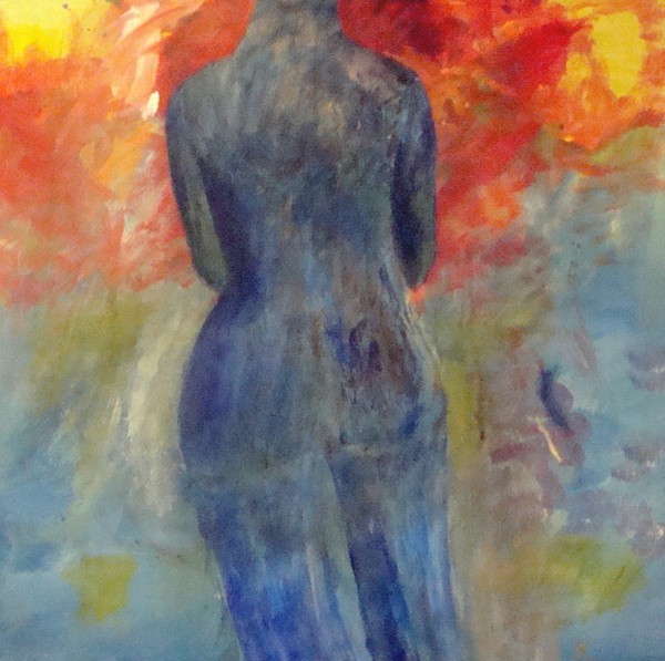 Akryl maleri Sommer kvinden af K. H. J. malet i 2010