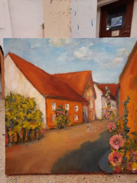 Olie maleri By (2022) af Margarita Katch malet i 2022