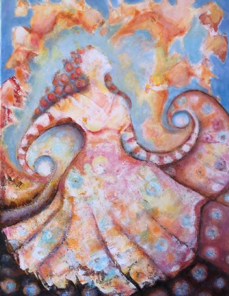 Akryl maleri The dance of eternity af Eva Vith Christensen malet i 2025