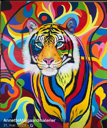 Akryl maleri Endangered Tiger af Annette Majgaard malet i 2023