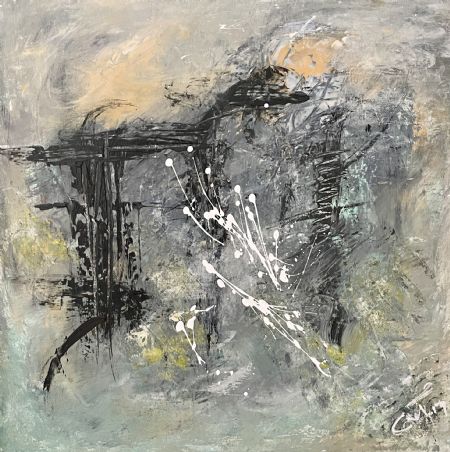 Akryl maleri Scribbles and scratches nr 1. af Charlotte thomsen malet i 2022