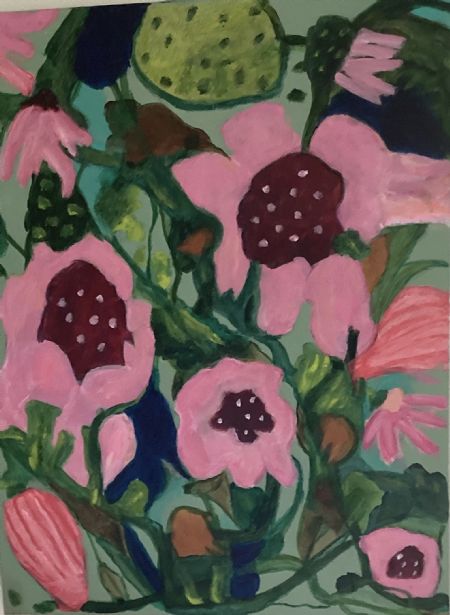 Akryl maleri Abstrakte Blomster af Elsabeth Palm malet i 2024
