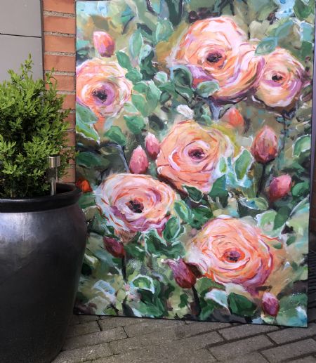 Akryl maleri ROSEGARDEN af Dorrit Wagner malet i 2025