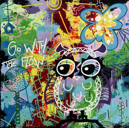 Akryl maleri GO WITH THE FLOW af Art by Jannie Nyegaard malet i 2024