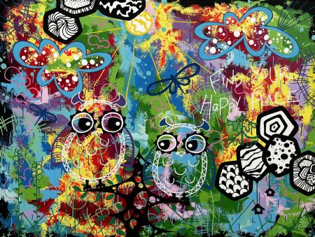 Akryl maleri FIND YOUR HAPPY PLACE af Art by Jannie Nyegaard malet i 2025