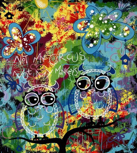 Akryl maleri NOT MY CIRCUS af Art by Jannie Nyegaard malet i 2024