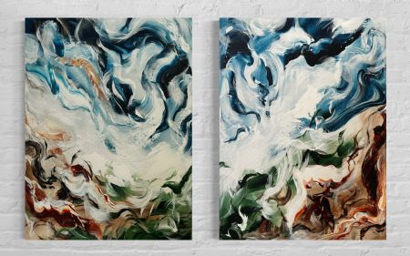 Akryl maleri LOVE LIGHT ENERGY 10+11 af Art by Jannie Nyegaard malet i 2025