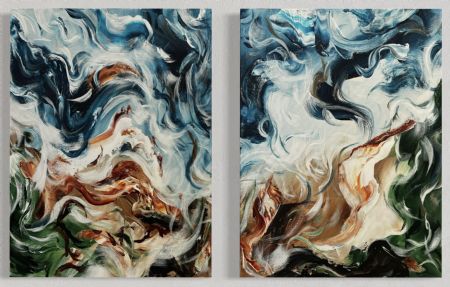 Akryl maleri LOVE LIGHT ENERGY 13+14 af Art by Jannie Nyegaard malet i 2025