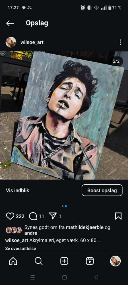 Akryl maleri Bob Dylan af Camilla Sørensen malet i 2025