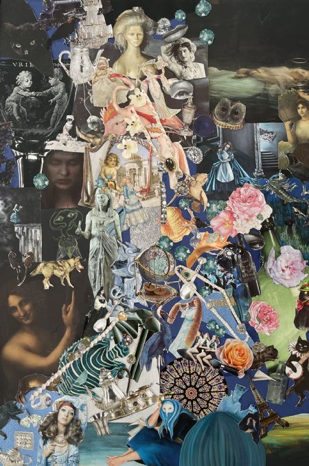 Collage maleri Marie Antoinette af Mie Anker malet i 2024