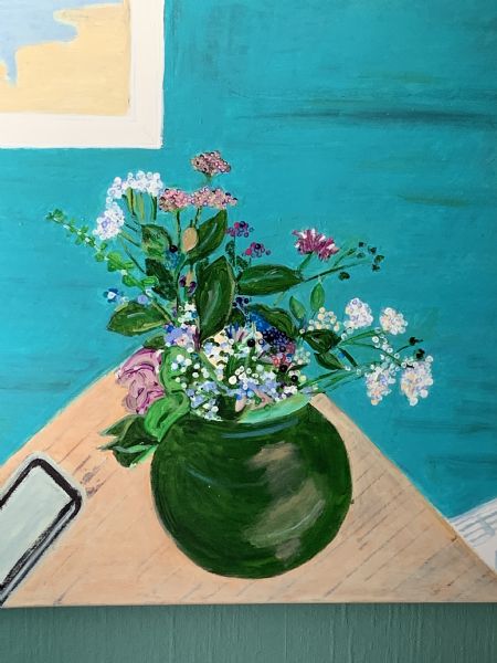 Akryl maleri Svenske blomster. af kirstenbente pedersen malet i 2025