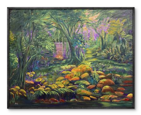 Akryl maleri The Garden af Anette Thorup Hansen (ATH) malet i 2024