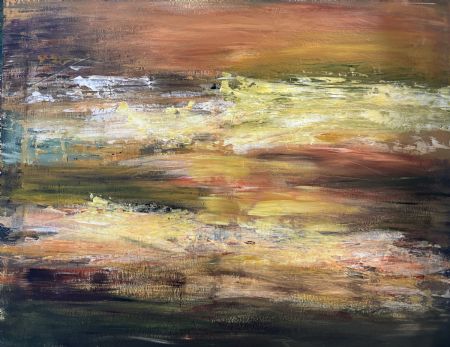 Akryl maleri Whispers of Gold af Annie Hansen malet i 2025