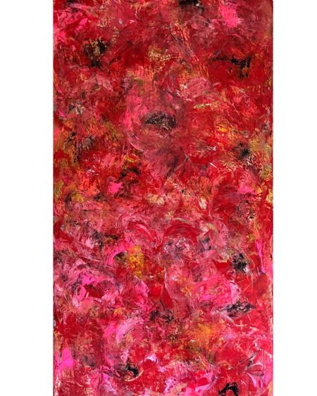 Akryl maleri Red Flowers af Annette Lyager malet i 2025