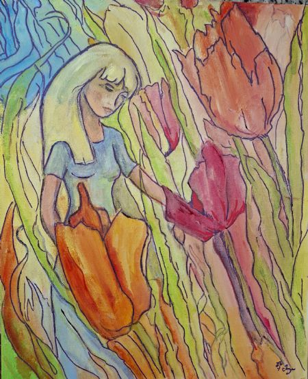 Akryl maleri pastel af Inge Toft malet i 2010