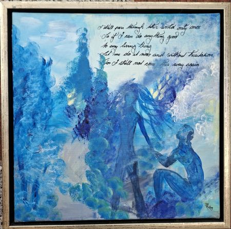 Akryl maleri I shall pass through this world only once af Inge Toft malet i 2015