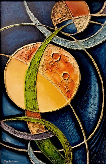 Olie maleri PLANETARY af Kaj Andersen malet i 1982