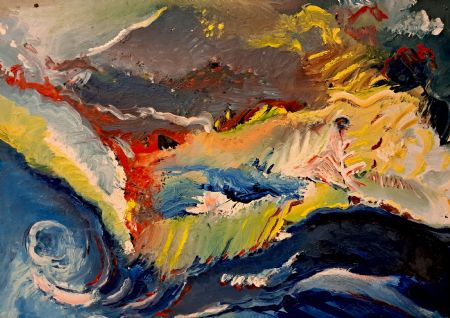 Olie maleri SUNSURF af Kaj Andersen malet i 1980
