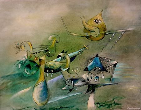 Olie maleri METALNESSY af Kaj Andersen malet i 1985