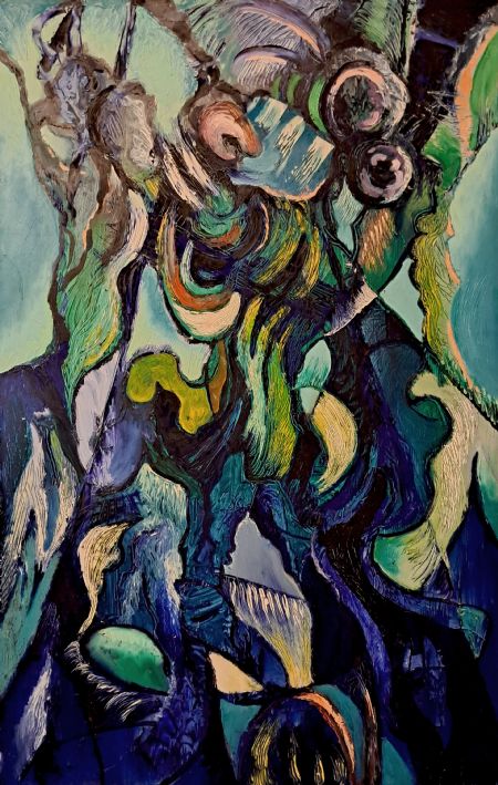Olie maleri BLUETOO af Kaj Andersen malet i 1985