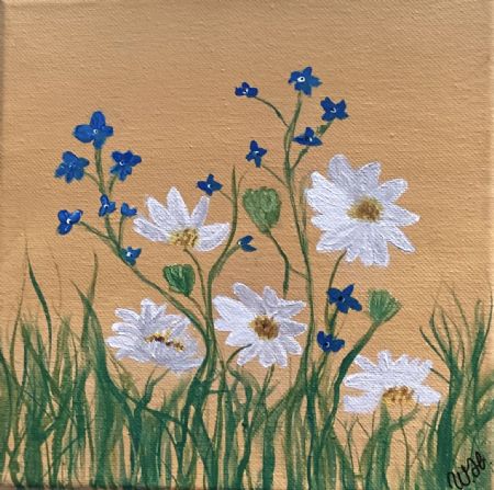 Akryl maleri Blomster af Winnie Huniche malet i 2025
