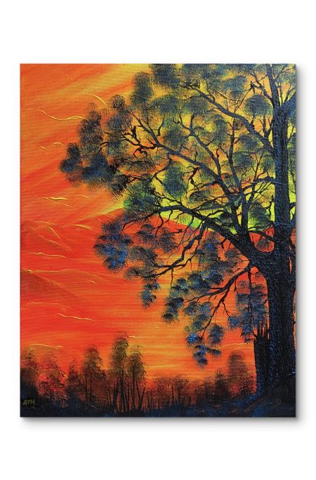 Akryl maleri Neon sunset af Anette Thorup Hansen (ATH) malet i 2025