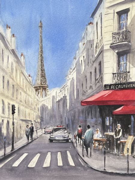 Akvarel maleri Paris af Galina Landbo malet i 