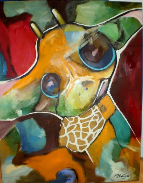 Olie maleri Giraffen Hugo af Dorrit Wagner malet i 2010