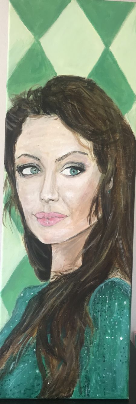 Akryl maleri Angelina Jolie af Mie Anker malet i 2024